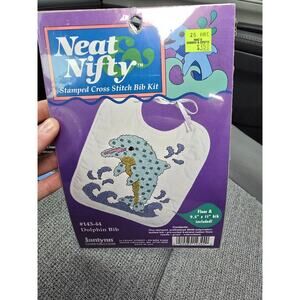 Janlynn Neat & Nifty Stamped Cross Stitch Bib Kit Dolphin Bib #143-44